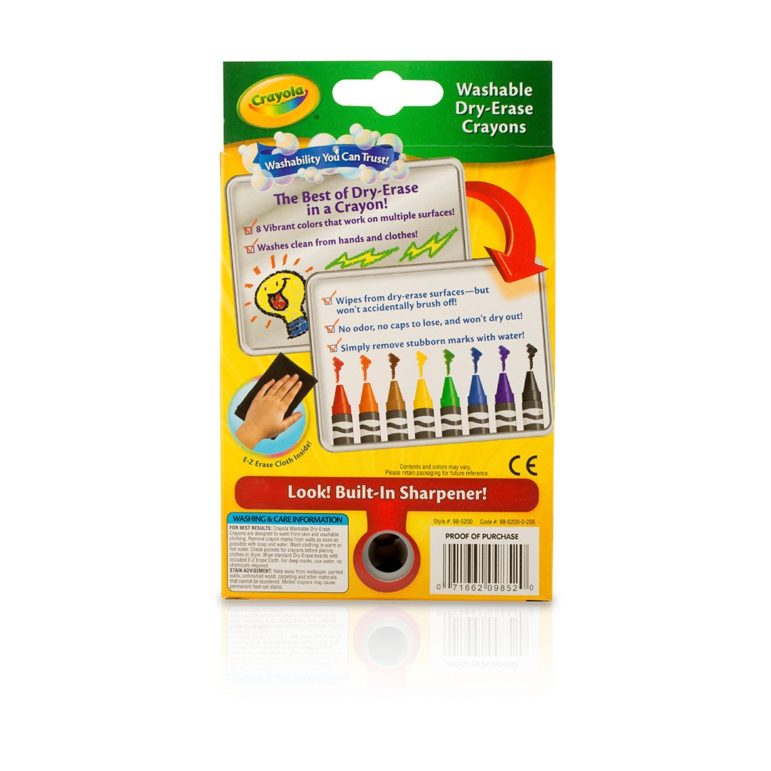 Crayola 98-5200 8 ct. Dry-Erase Crayons, Large Size