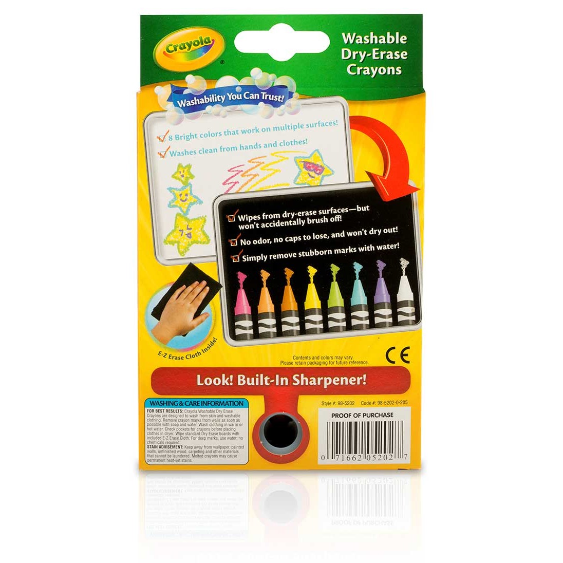 Crayola 98-5202 8 ct. Dry-Erase Crayons, Brights, Large Size