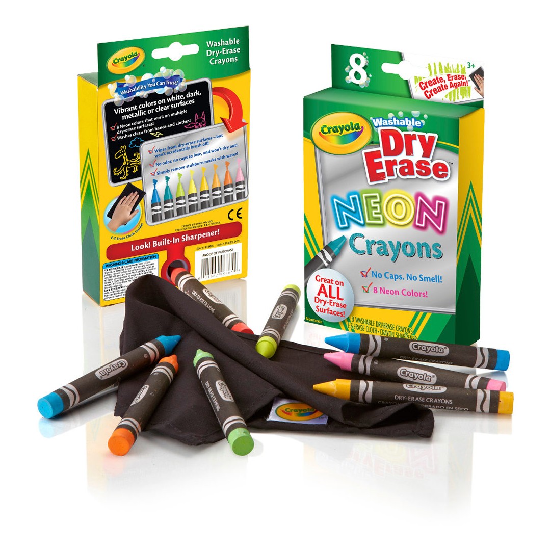 Crayola 98-8605 8 ct. Dry-Erase Crayons, Neon, Large Size