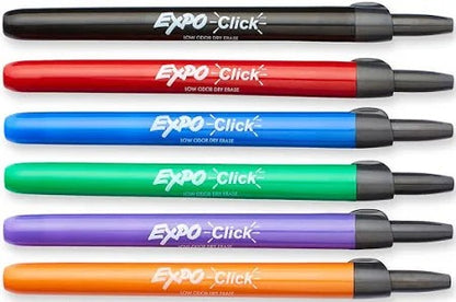 Expo 1751667 Click Dry Erase Markers Fine Tip Assorted 6/Set