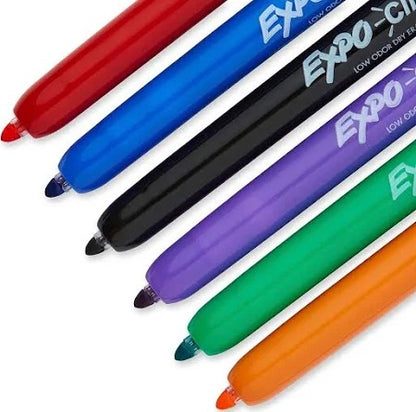 Expo 1751667 Click Dry Erase Markers Fine Tip Assorted 6/Set