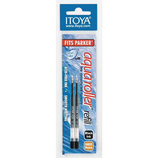 Itoya AQR10BK-BP Aqua Roller Refill, 1.0mm, 2 pack, Black