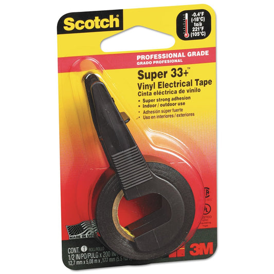 3M 3799NA  Scotch Super 33+ Vinyl Electrical Tape with Dispenser, 0.75 in x 12.5 yd x 0.007 in , 6/inner, 6 inners/case