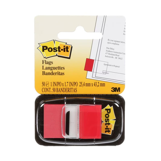 3M 680-HVRD  Post-it Flags, 1 in. x 1.7 in. 24/case
