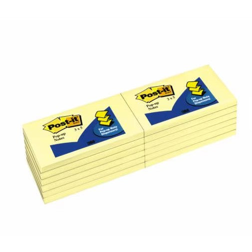 3M R350-YW  Post-it Dispenser Pop-up Notes, 3 in x 5 in (7.62 cm x 12.7 cm), Canary Yellow