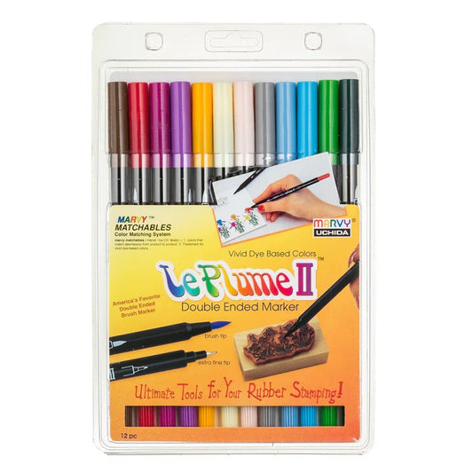 Marvy Uchida 1122-12D Le Plume II Double Ended Basic Color Set
