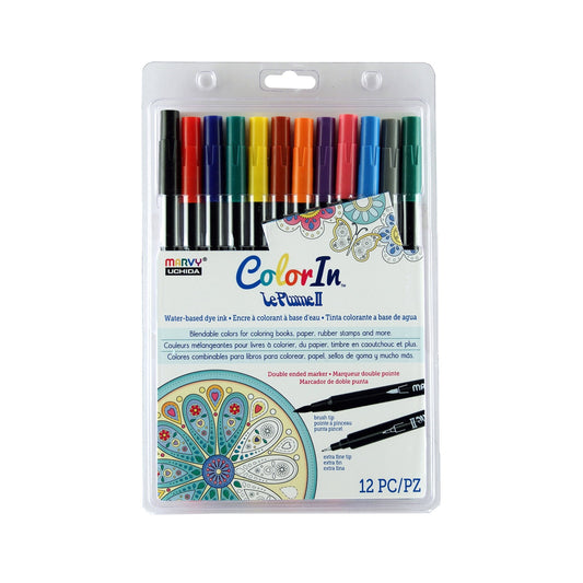 Marvy Uchida 1122-12I Le Plume II Double Ended Primary Color Set