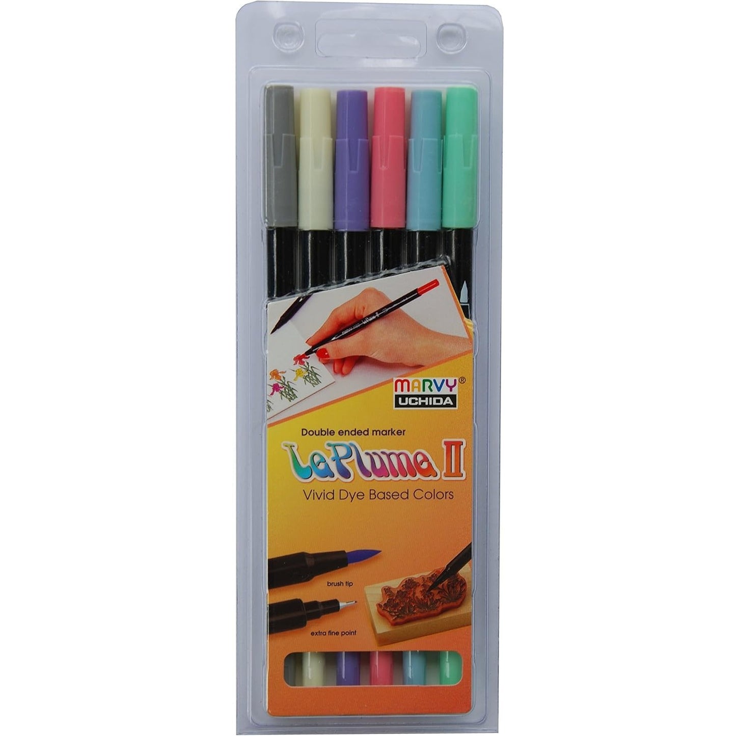 Marvy 1122-6H Le Plume ll Double Ended, Brush and Fine point Savannah Set of 6