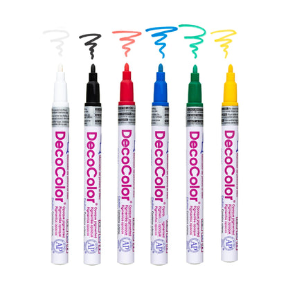 Marvy 200-6A Deco Color Marker 3.mm Fine Point Primary Set