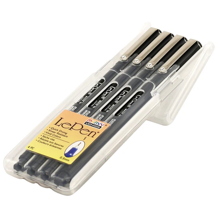 Marvy 4300-4B Le Pen, 0.3mm, 4pc Set Black