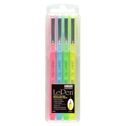 Marvy 4300-4F Le Pen, 0.3mm, 4pc Neon Set