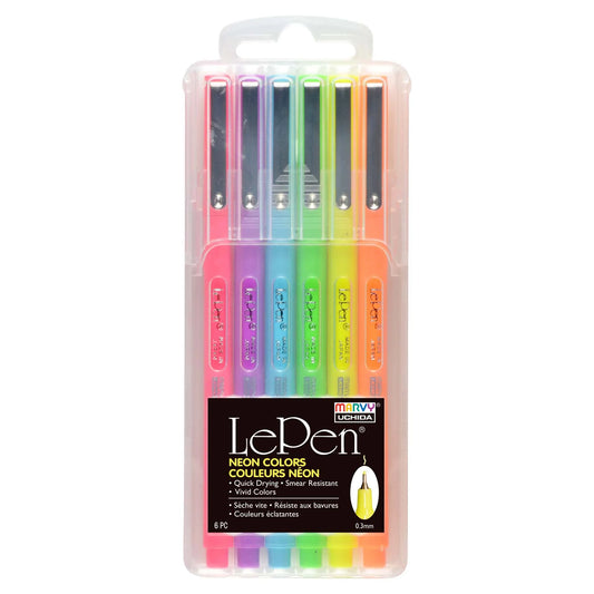 Marvy 4300-6F Le Pen, 0.3mm, 6pc Set Neon