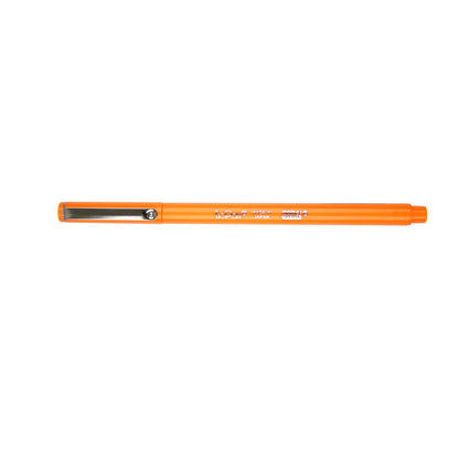 A single fluorescent orange colored pen with a cap
