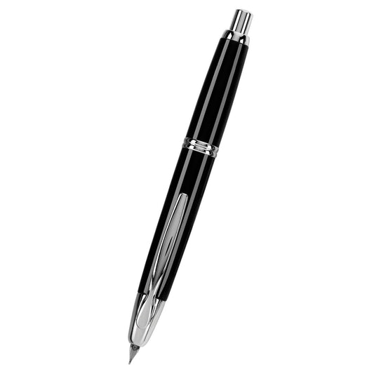 Namiki Vanishing Point Fountain Pen, Black Barrel, Rhodium Accents, Blue Ink, Extra Fine Nib (60341)