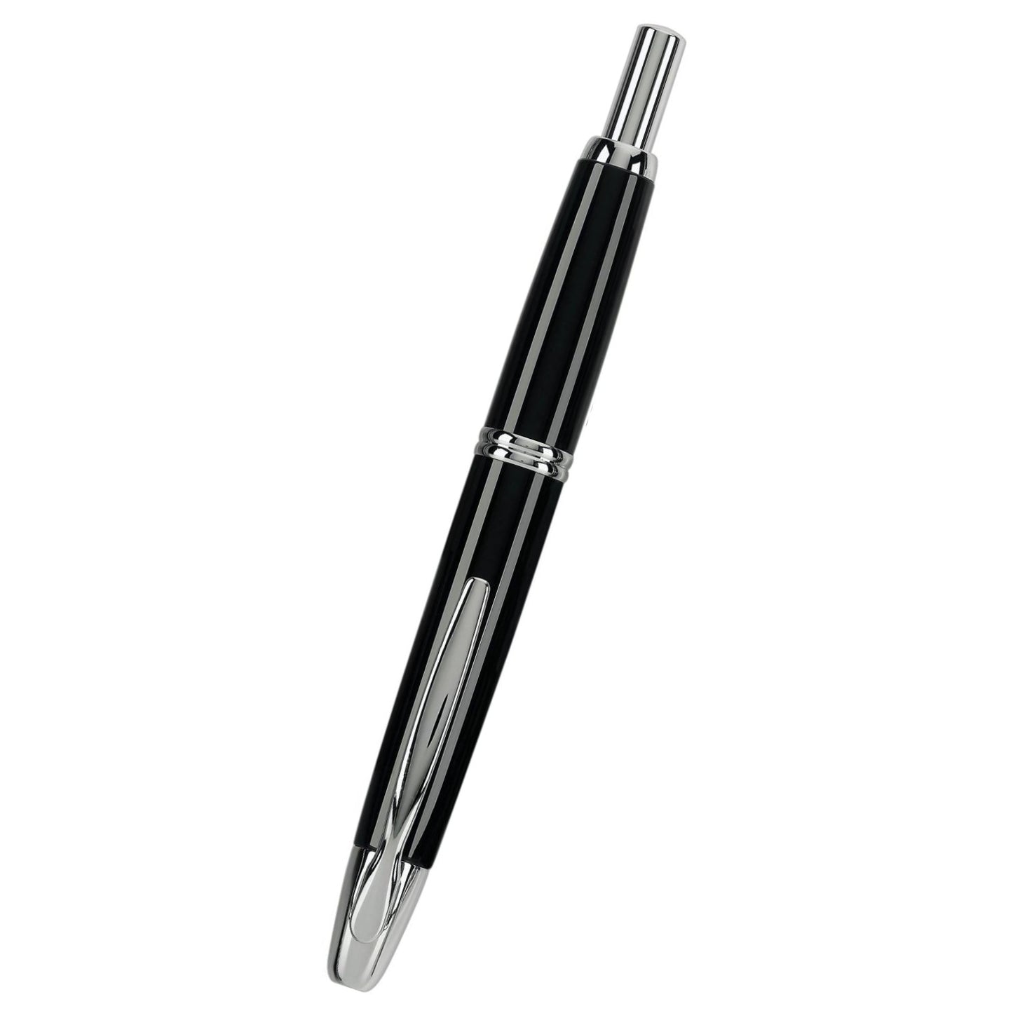 Namiki Vanishing Point Fountain Pen, Black Barrel, Rhodium Accents, Blue Ink, Extra Fine Nib (60341)