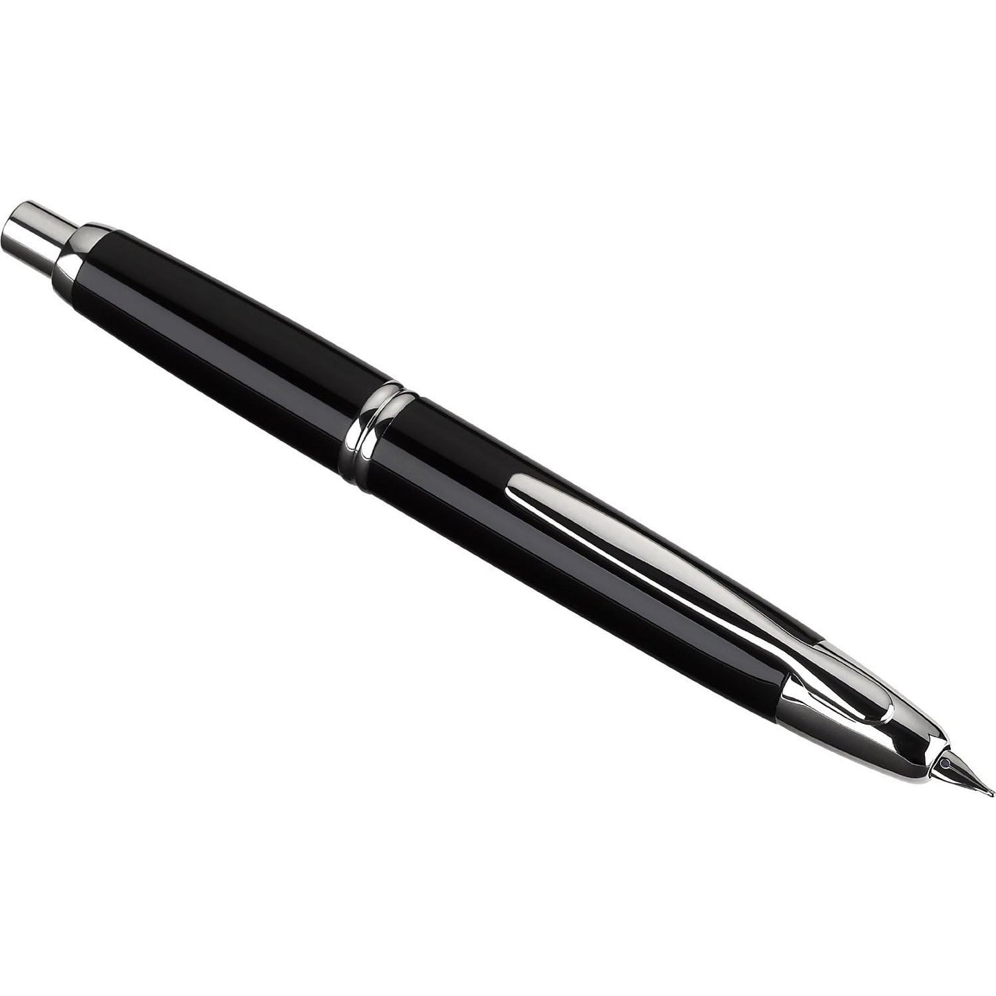 Namiki Vanishing Point Fountain Pen, Black Barrel, Rhodium Accents, Blue Ink, Extra Fine Nib (60341)