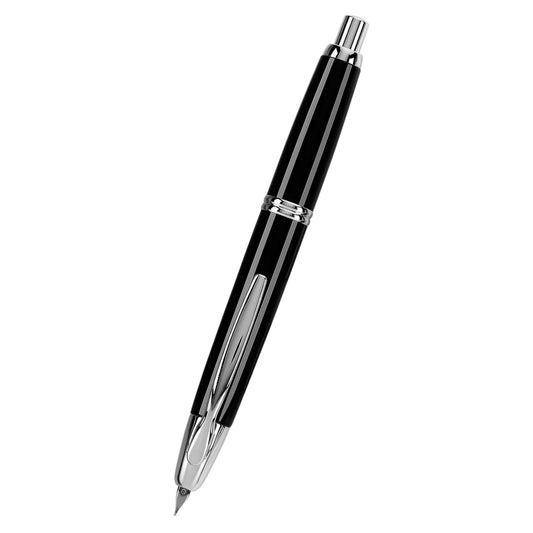 Namiki Vanishing Point Fountain Pen, Black Barrel, Rhodium Accents, Blue Ink, Broad Nib (60342)