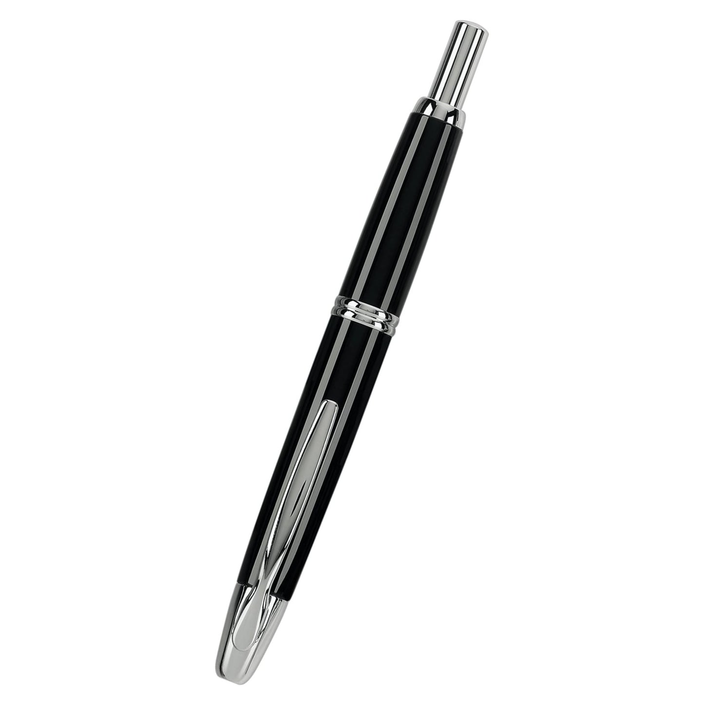 Namiki Vanishing Point Fountain Pen, Black Barrel, Rhodium Accents, Blue Ink, Broad Nib (60342)