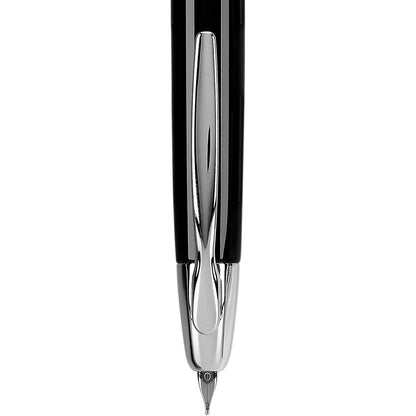 Namiki Vanishing Point Fountain Pen, Black Barrel, Rhodium Accents, Blue Ink, Broad Nib (60342)