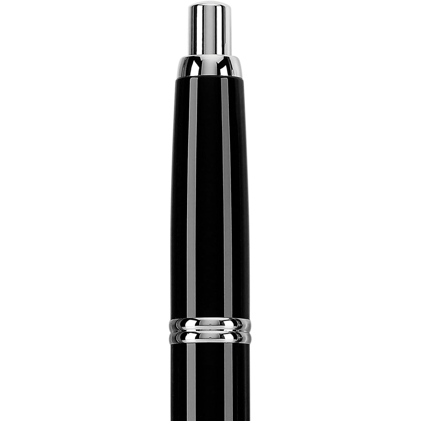Namiki Vanishing Point Fountain Pen, Black Barrel, Rhodium Accents, Blue Ink, Broad Nib (60342)