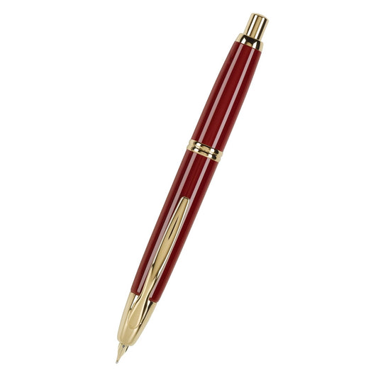 Namiki Vanishing Point Fountain Pen, Red Barrel, Gold Accents, Blue Ink, Broad Nib (60367)