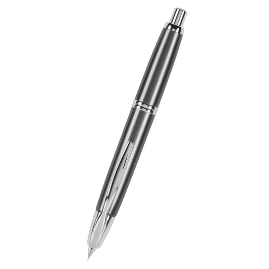 Namiki Vanishing Point Fountain Pen, Gun Metal Gray Barrel, Rhodium Accents, Blue Ink, Medium Nib (60533)
