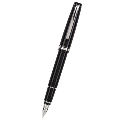 Namiki Falcon Fountain Pen, Black Barrel, Rhodium Accents, Soft Fine Nib (60741)