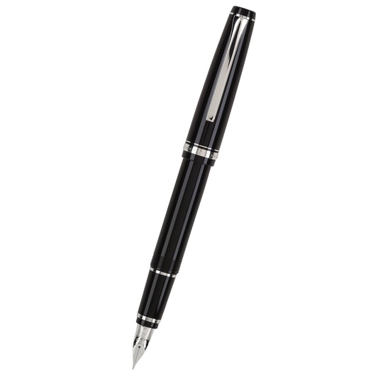 Namiki Falcon Fountain Pen, Black Barrel, Rhodium Accents, Soft Fine Nib (60741)