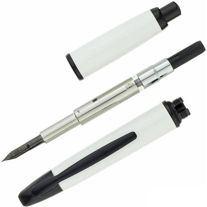 Namiki Vanishing Point Fountain Pen, White & Black, 18k Extra Fine Nib (60745)