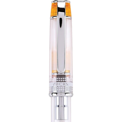 Namiki Prera Fountain Pen, Clear Barrel, Orange/Silver Accents, Fine Nib (60814)