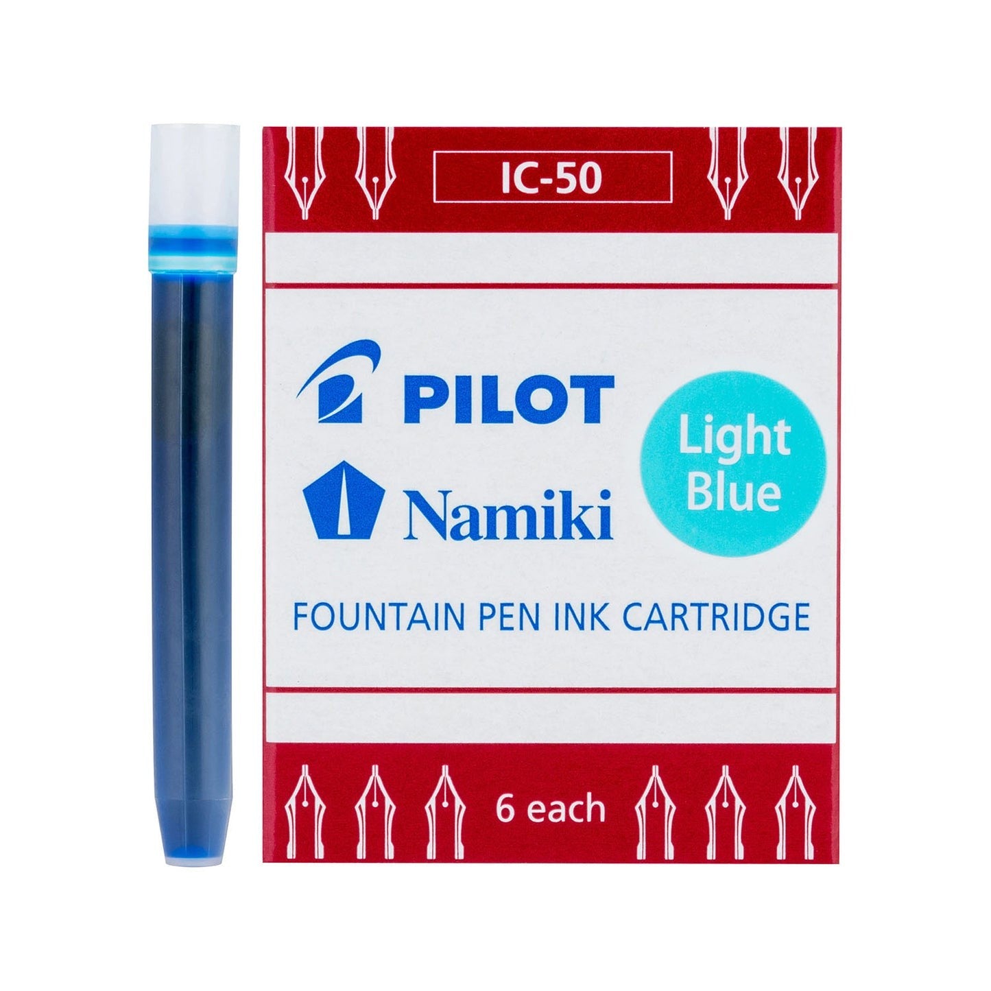 Namiki 69005 IC-50 Fountain Ink Cartridge, Lt Blue6pk