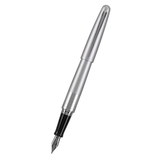 Namiki Metropolitan Fountain Pen, Silver Barrel, Dots Design, Medium Nib, Black Ink (91105)