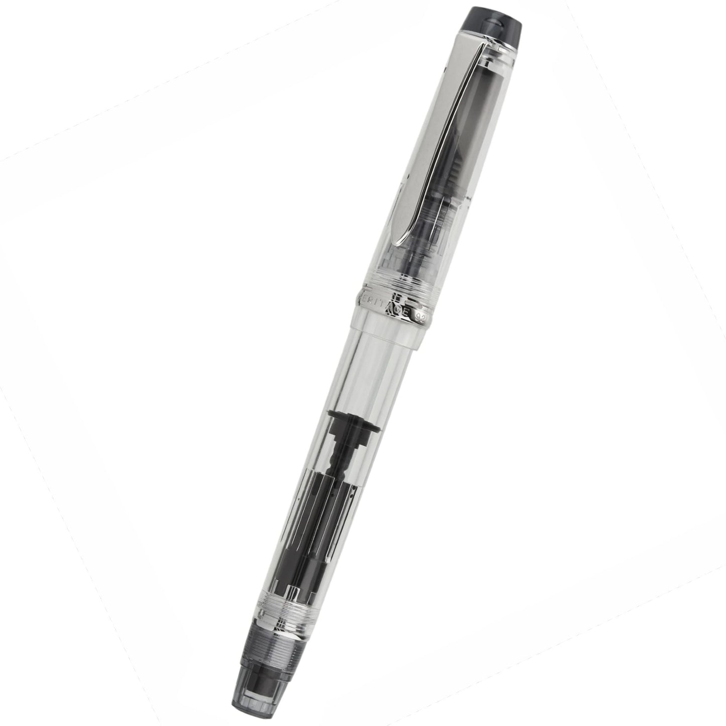 Namiki Custom Heritage 92 Fountain Pen, Piston Filler, Clear Barrel, Fine Nib (60586)