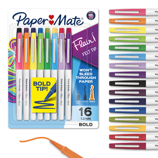 Paper Mate Pm Flair Bold 16ct Card Asst