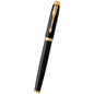 Parker 1931645 IM Fountain Pen, Black Lacquer Gold Trim, Fine Nib with Blue Ink Refill