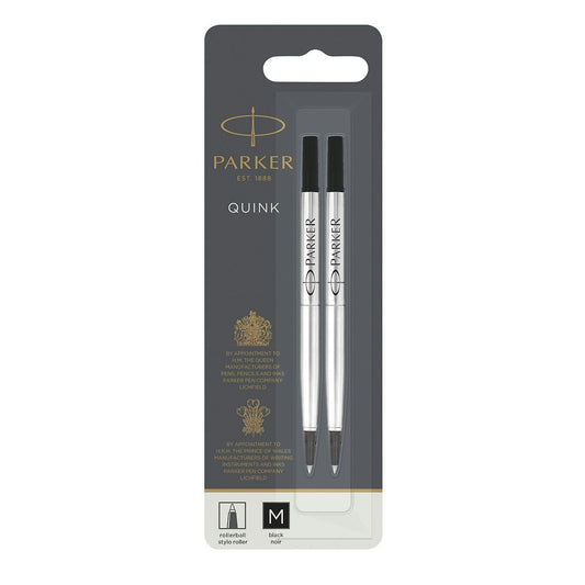 Parker 1950325 Roller Ball Black Refill, 0.7mm Medium BL2
