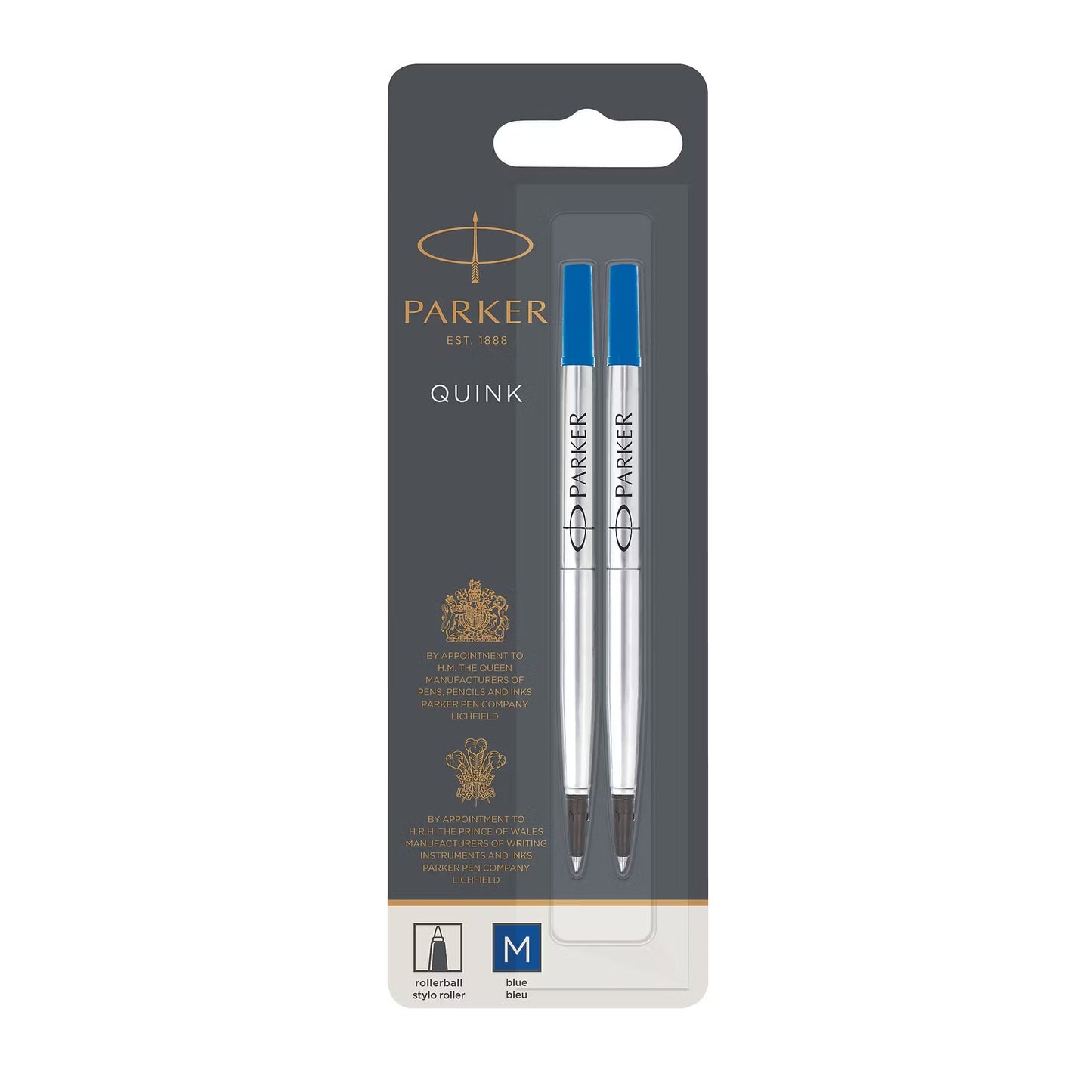 Parker 1950327 Roller Ball Blue Refill, 0.7mm Medium BL2