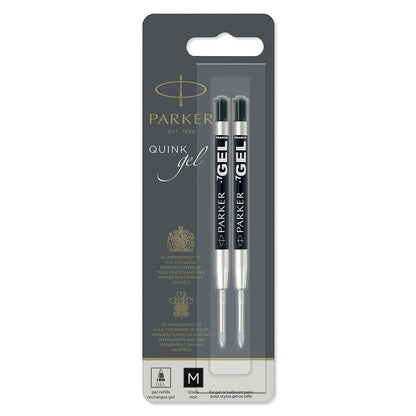 Parker 1950362 Quink Ballpoint Pen Gel Ink Refill, Medium Black BL2