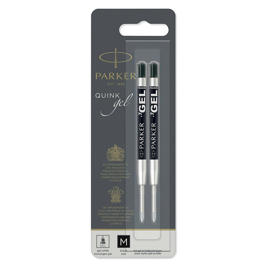 Parker 1950362 Quink Ballpoint Pen Gel Ink Refill, Medium Black BL2