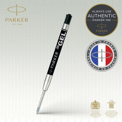 Parker 1950362 Quink Ballpoint Pen Gel Ink Refill, Medium Black BL2