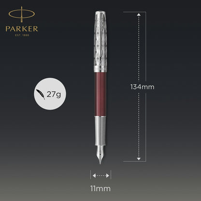 Parker Sonnet Premium Metal Red CT Fountain Pen-18K F GB