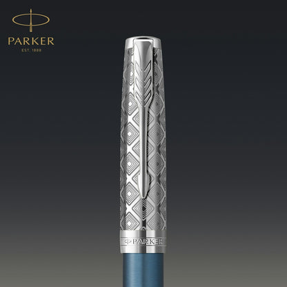 Parker Sonnet Premium Metal Blue CT Fountain Pen-18K F GB