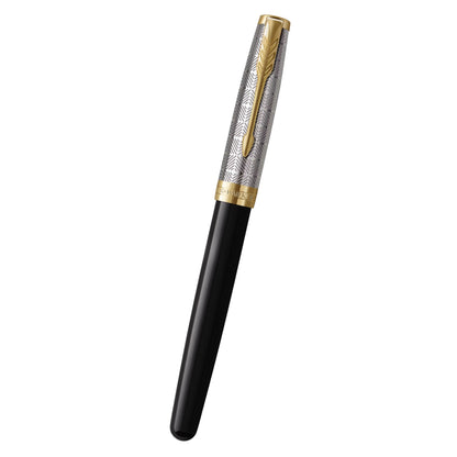 Parker Sonnet Premium Metal Black GT Fountain Pen-18K F GB