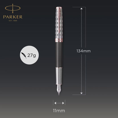 Parker Sonnet Premium Metal Grey PGT Fountain Pen-18K F GB