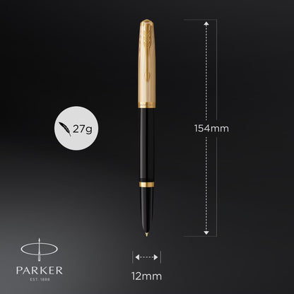Parker 51 DLX Black GT Fountain Pen 18K F GB