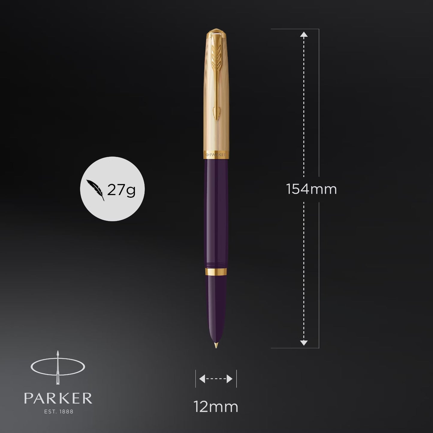 Parker 51 DLX Plum GT Fountain Pen 18K F GB