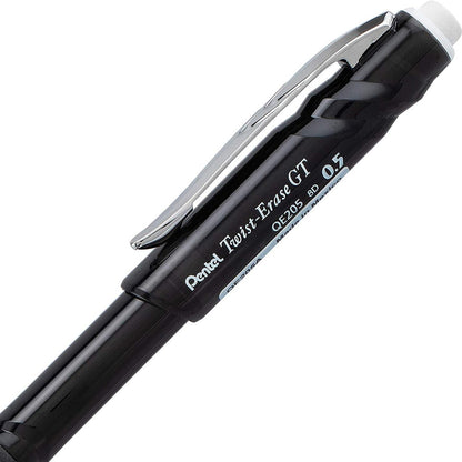 Pentel QE205A Twist-Erase GT (0.5mm) Mechanical Pencil Transparent Black barrel