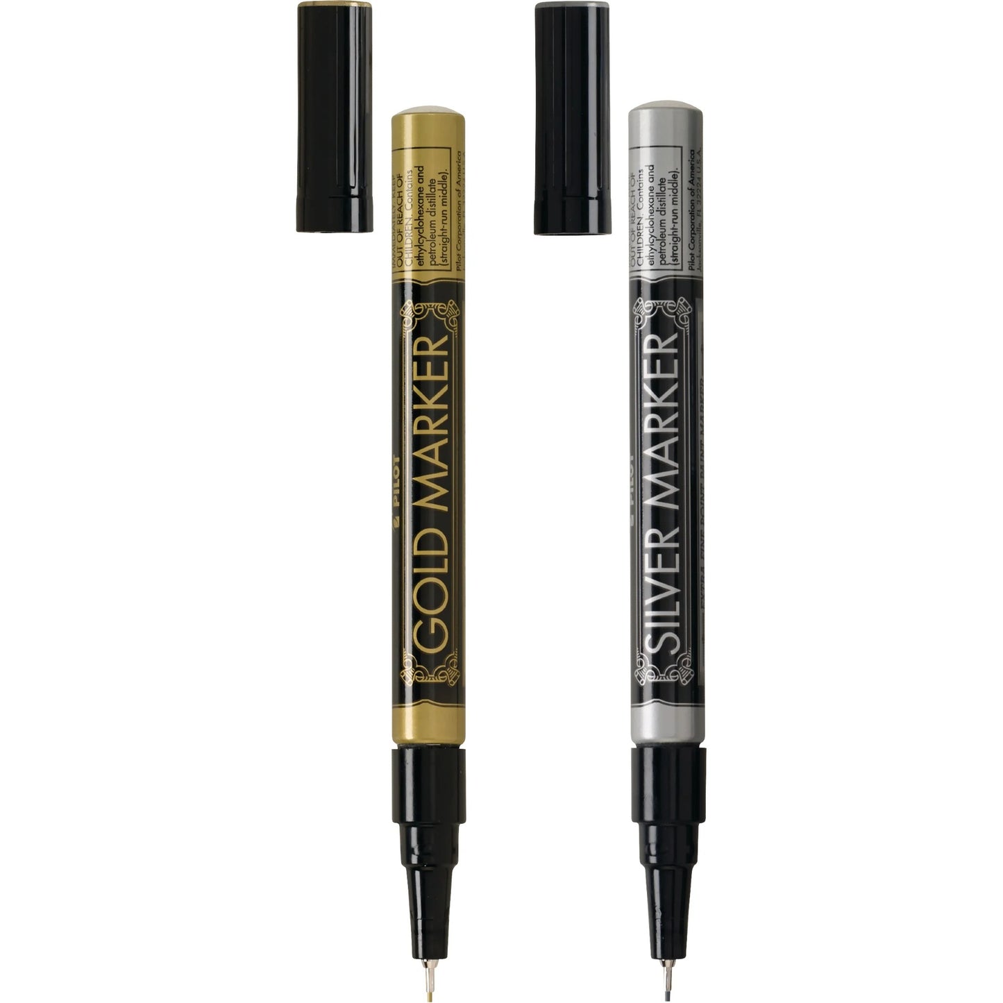Pilot Sc-S-Ef Metallic Marker, Extra Fine, Gold And Silver, 2Pk