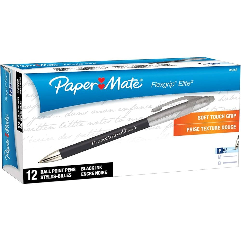 Paper Mate 85582 FlexGrip Elite Retractable Fine Pt Black