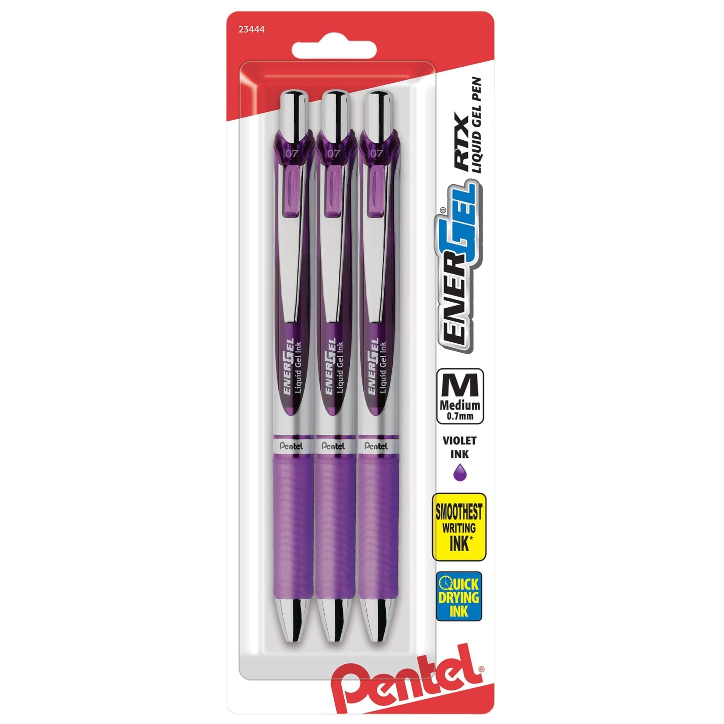Pentel BL77BP3V EnerGel RTX Retractable Liquid Gel Pen, (0.7mm),Violet Ink 3-Pk